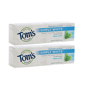 Tom's of Maine Simply White Clean Mint Toothpaste 2 Pack (25ml per pack)