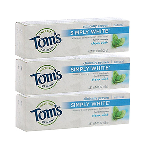 Tom's of Maine Simply White Clean Mint Toothpaste 3 Pack (25ml per pack)