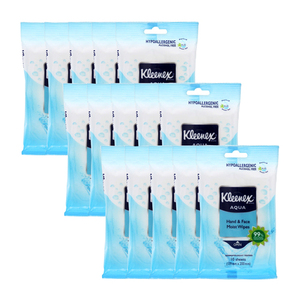 Kleenex Hand & Face Moist Wipes Aqua 3 Pack (5x10's per Pack)