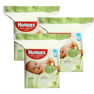 Huggies Natural Care Wipes Lingettes 3 Pack (184's per Pack)