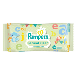 Pampers Natural Clean Baby Wipes 64's
