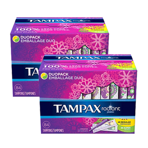 Tampax Radiant Plastic Tampons Duo 2 Pack (84's per pack)
