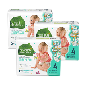 Seventh Generation Free & Clear Baby Diapers Size-4 3 Pack (27ct per Pack)