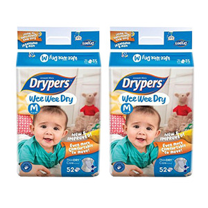 Drypers Wee Wee Dry Medium 2 Pack (52's per Pack)