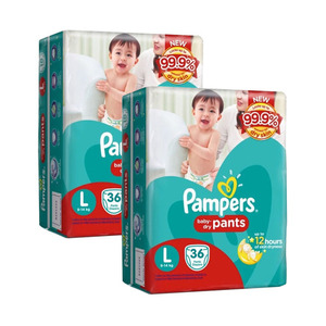 Pampers Baby-Dry Pants Large 2 Pack (36's per Pack)