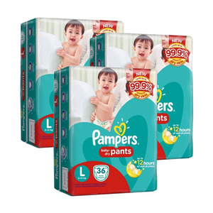 Pampers Baby-Dry Pants Large 3 Pack (36's per Pack)