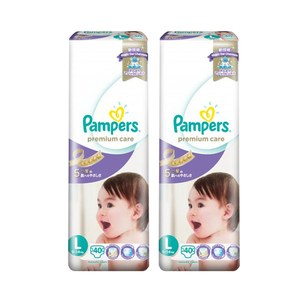Pampers Premium Care Diapers Large 2 Pack (40's per Pack)