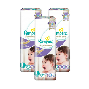 Pampers Premium Care Diapers Large 3 Pack (40's per Pack)