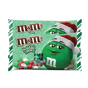 M&M's Mint Chocolate Holiday Red Green and White Candy 2 Pack 280.6g per pack)