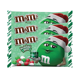M&M's Mint Chocolate Holiday Red Green and White Candy 3 Pack 280.6g per pack)