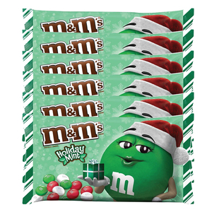 M&M's Mint Chocolate Holiday Red Green and White Candy 6 Pack 280.6g per pack)