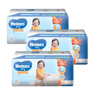 Huggies Dry Pants Diapers Large 3 Pack (30's per Pack)