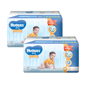 Huggies Dry Pants Diapers Medium 2 Pack (34's per Pack)
