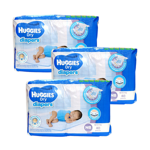 Huggies Dry New Born Diapers 3 Pack (40's per Pack)