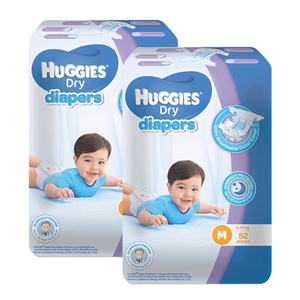 Huggies Dry Diapers Medium 2 Pack (52's per Pack)