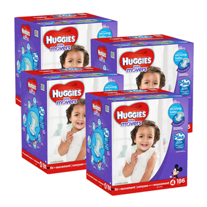 Huggies Little Movers Diapers Size-4 4 Pack (186's per Pack)