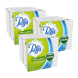 Puffs Plus Lotion Facial Tissues with Vicks Scent 3 Pack (48ct per Pack)