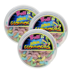 Trolli Sour Glow Worms Gummi Candy 3 Pack (500g per Pack)