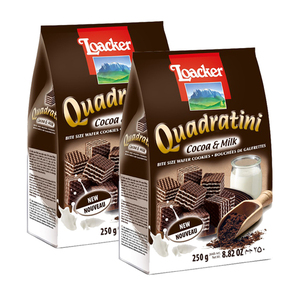 Loacker Quadratini Cocoa & Milk Wafer 2 Pack (250g per Pack)