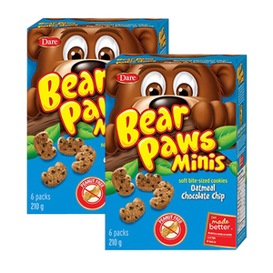 Dare Bear Paws Minis Oatmeal Chocolate Chip 2 Pack (6ct/210g per Box)