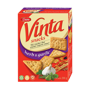 Dare Vinta Snacks Herb & Garlic Crackers 200g
