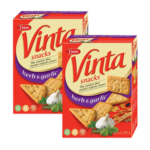 Dare Vinta Snacks Herb & Garlic Crackers 2 Pack (200g per Box)