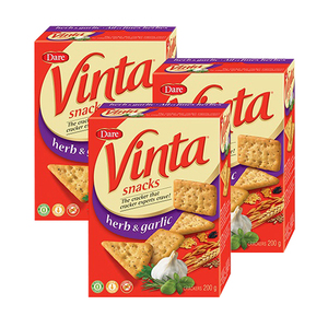 Dare Vinta Snacks Herb & Garlic Crackers 3 Pack (200g per Box)