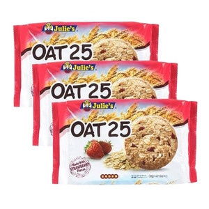 Julie's Oat 25 Made with Strawberry Pieces Cookies 3 Pack (200g per Pack)