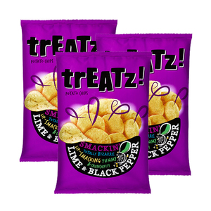 Treatz! Smackin' Lime & Black Pepper Potato Chips 3 Pack (150g per Pack)