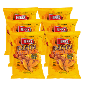 Herr's Bacon Cheddar Flavored Cheese Curls 6 Pack (198g per Pack)
