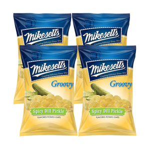 Mikesell's Spicy Dill Pickle Groovy Potato Chips 4 Pack (284g per Pack)