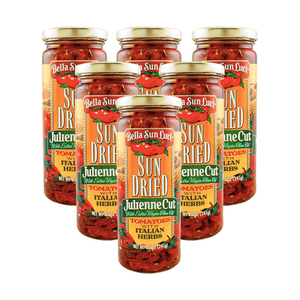 Bella Sun Luci Julienne Cut Sun Dried Tomatoes in Olive Oil with Italian Herbs 6 Pack (241g per Bottle)