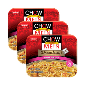 Nissin Chow Mein Premium with Shrimp Noodles 3 Pack (113g per Cup)