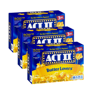 Act II Butter Lovers Popcorn 3 Pack (3x78g per Box)