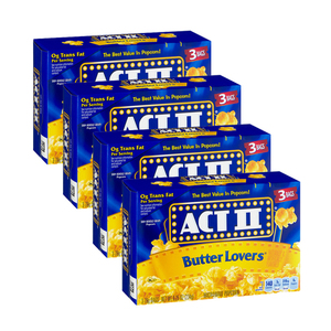 Act II Butter Lovers Popcorn 4 Pack (3x78g per Box)