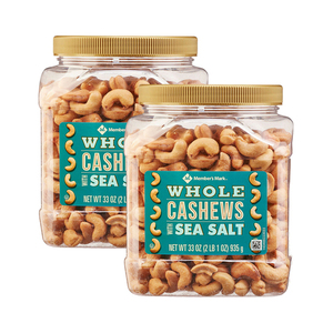 Member's Mark Roasted Whole Cashews with Sea Salt 2 Pack (935g per Jar)