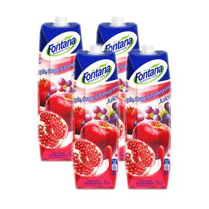 Fontana Apple, Grape & Pomegranate Juice 4 Pack (1L per Pack)