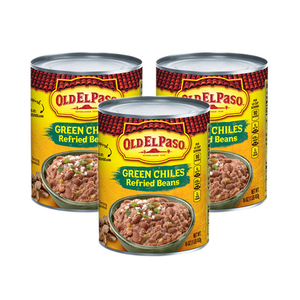 Old El Paso Green Chiles Refried Beans 3 Pack (453g per Can)