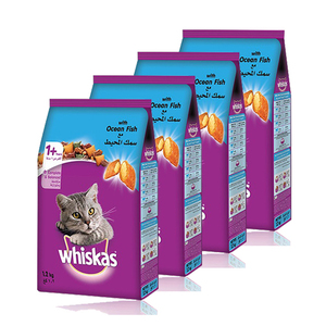 Whiskas Dry Food Adult with Ocean Fish 4 Pack (1.2kg per Pack)