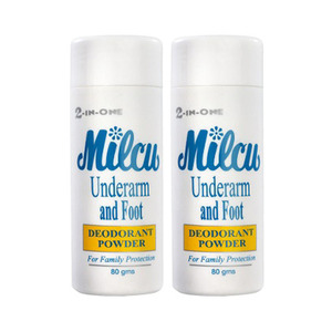 Milcu Underarm and Foot Deodorant Powder 2 Pack (80g per Bottle)