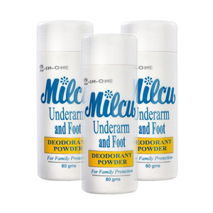 Milcu Underarm and Foot Deodorant Powder 3 Pack (80g per Bottle)