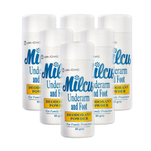 Milcu Underarm and Foot Deodorant Powder 6 Pack (80g per Bottle)
