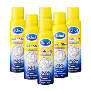 Scholl Fresh Step Anti-Perspirant Foot Spray 6 Pack (96g per Bottle)
