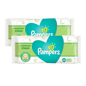 Pampers Complete Clean Unscented Baby Wipes 2 Pack (64's per pack)