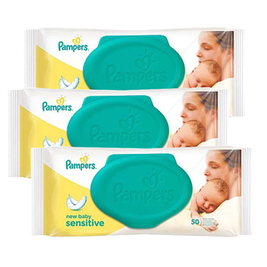 Pampers Sensitive Baby Wipes 3 Pack (50's per pack)