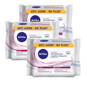 Nivea 3-in-1 Gentle Cleansing Wipes 3 Pack (40's per pack)