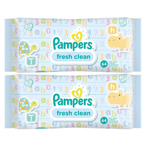 Pampers Fresh Clean Baby Wipes 2 Pack (64's per pack)