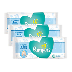Pampers Complete Clean Baby Fresh Scent Baby Wipes 3 Pack (64ct per Pack)