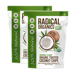 Radical Organics Original Flavor Toasted Coconut Chips 2 Pack (80g per Pack)