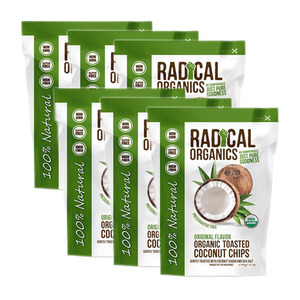 Radical Organics Original Flavor Toasted Coconut Chips 6 Pack (80g per Pack)